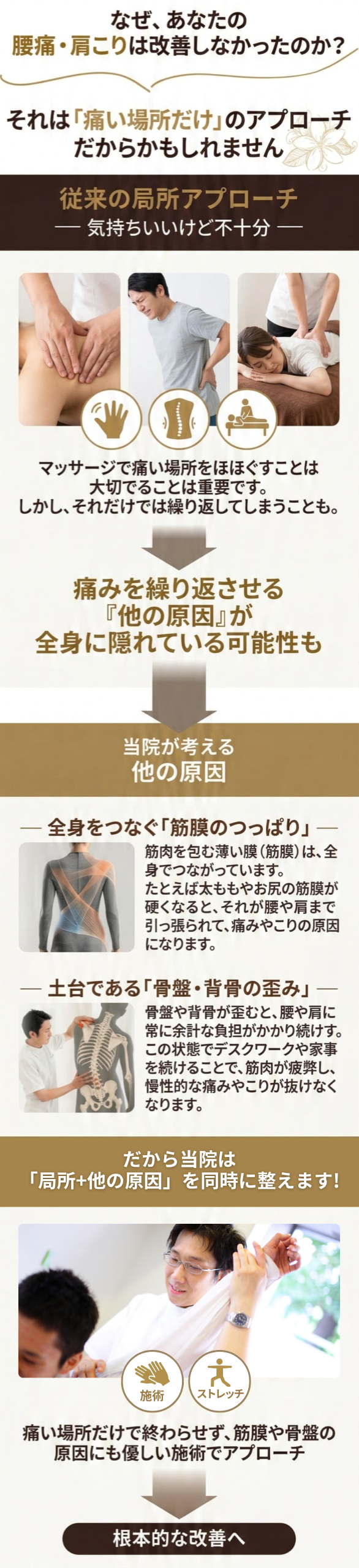 なぜ、あなたの腰痛・肩こりは改善しなかったのか？ それは「痛い場所だけ」のアプローチだからかもしれません